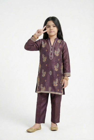 Jahan Ara Raw Silk 2pc Kurti Shalwar